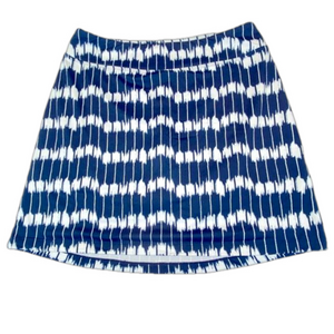 NEW Seg’ments Luxe Skort Shorts Navy Blue & White Ikat Pull On Golf Tennis Sz S
